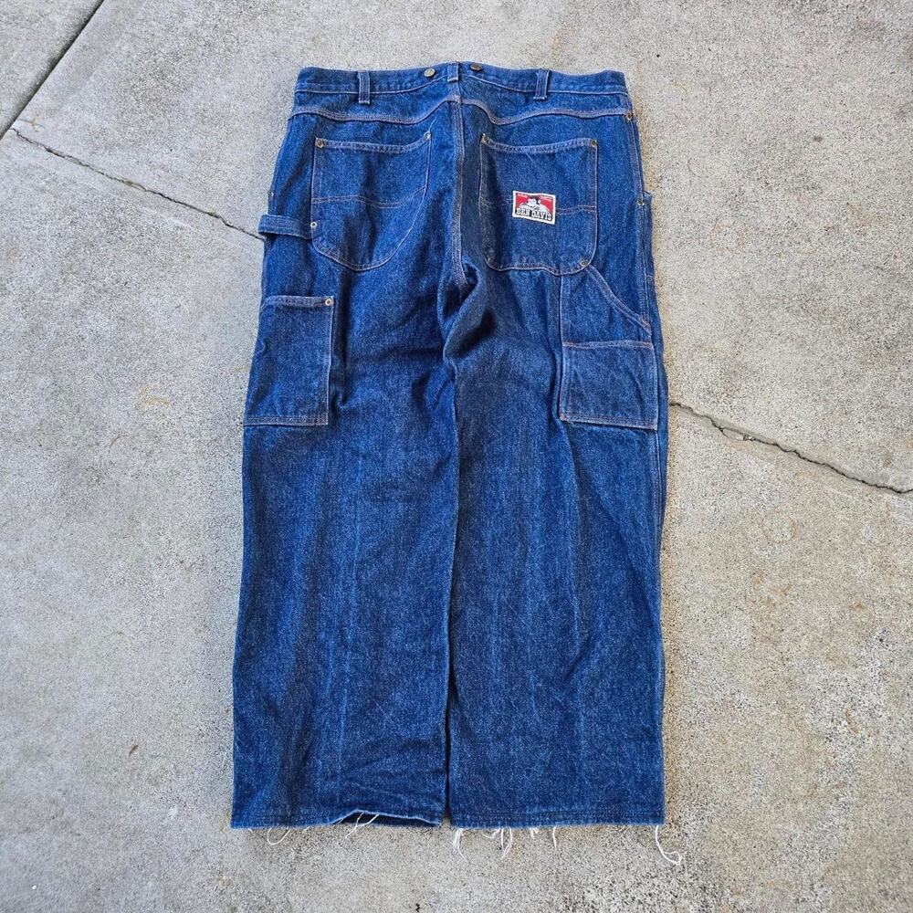 Vtg 90s BEN DAVIS Gorilla Patch Double Knee Workwear Denim Jeans 38 x 27 Fit